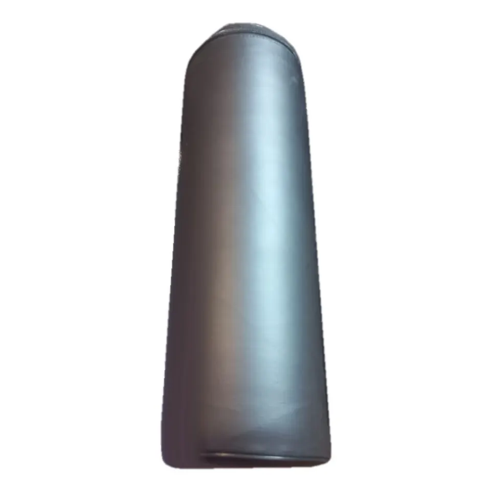 Foam Roller in black PU leather, standing upright on a white background