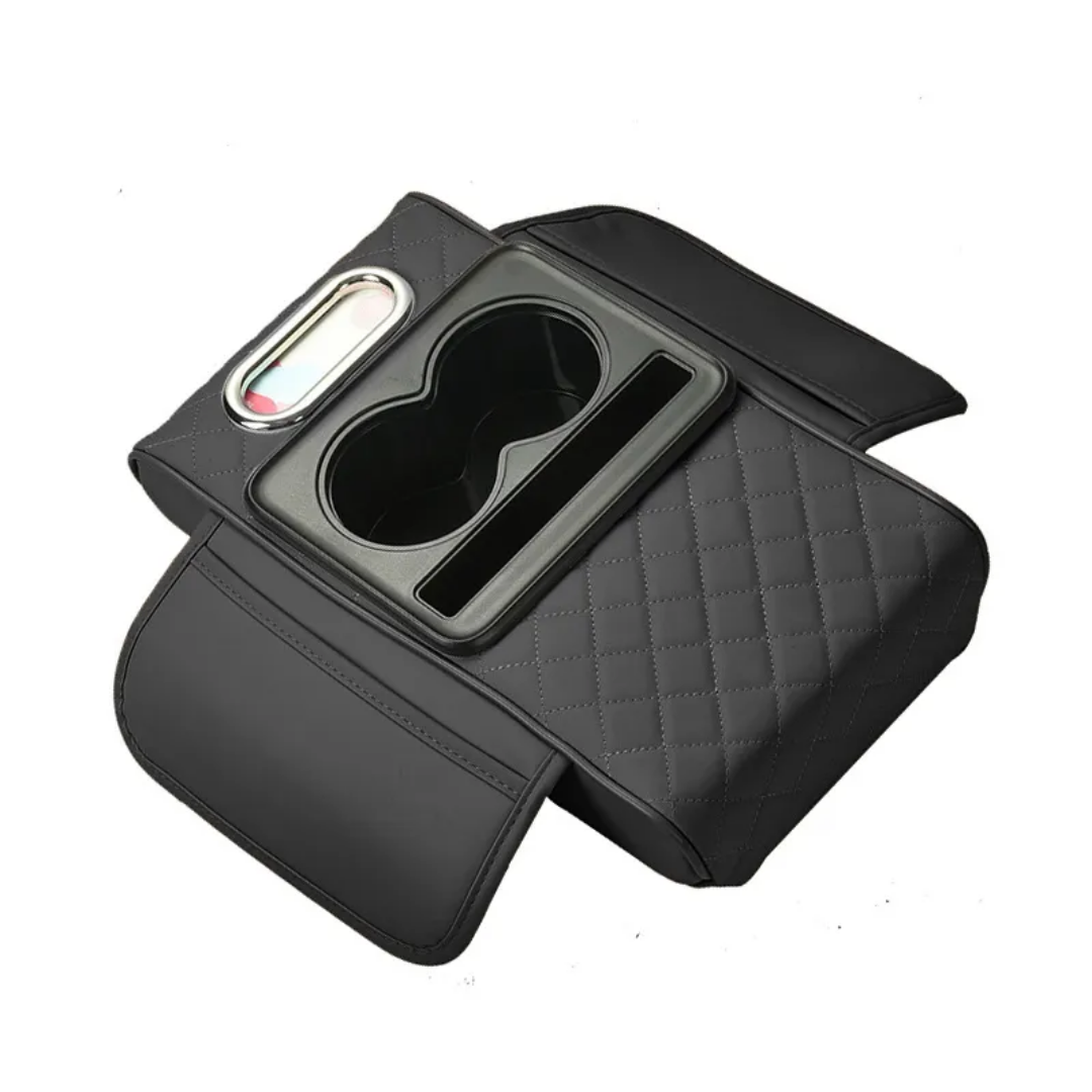 Car Console Armrest Pad with Dual Cup Holder and Organizer - Image 2